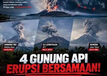 Empat Gunung Api Indonesia Erupsi Bersamaan, Warga Diminta Tetap Waspada